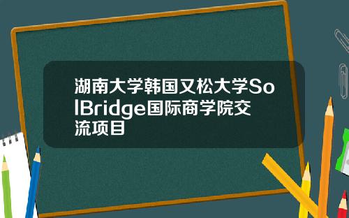 湖南大学韩国又松大学SolBridge国际商学院交流项目