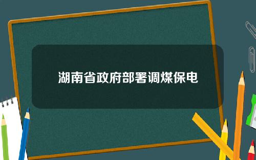 湖南省政府部署调煤保电
