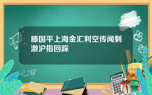 滕国平上海金汇利空传闻刺激沪指回踩
