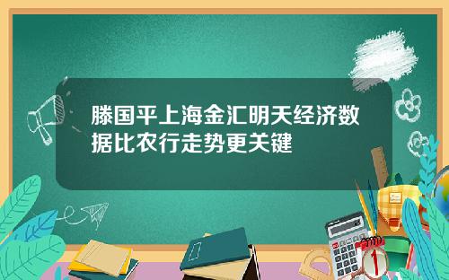 滕国平上海金汇明天经济数据比农行走势更关键