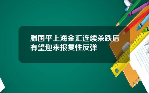 滕国平上海金汇连续杀跌后有望迎来报复性反弹