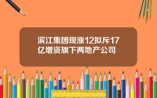 滨江集团现涨12拟斥17亿增资旗下两地产公司