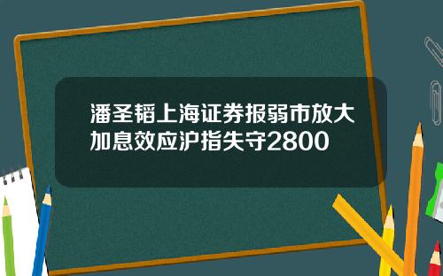 潘圣韬上海证券报弱市放大加息效应沪指失守2800