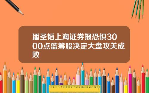 潘圣韬上海证券报恐惧3000点蓝筹股决定大盘攻关成败