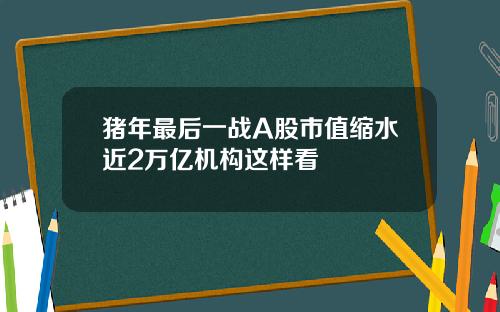 猪年最后一战A股市值缩水近2万亿机构这样看