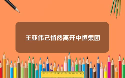 王亚伟已悄然离开中恒集团