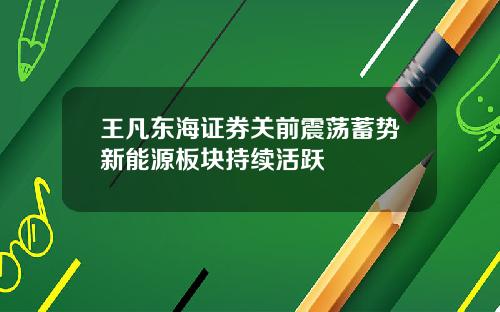 王凡东海证券关前震荡蓄势新能源板块持续活跃