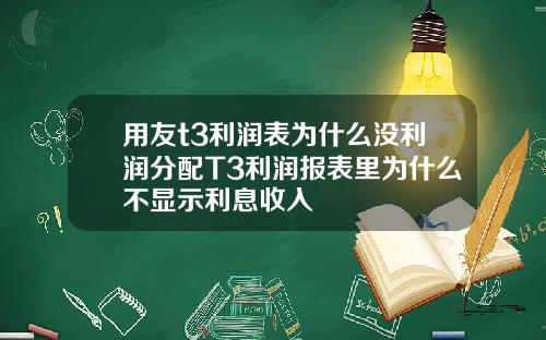 用友t3利润表为什么没利润分配T3利润报表里为什么不显示利息收入