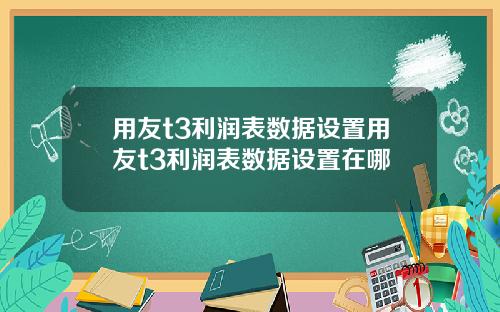 用友t3利润表数据设置用友t3利润表数据设置在哪