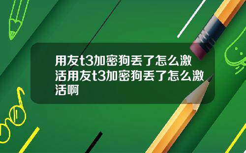 用友t3加密狗丢了怎么激活用友t3加密狗丢了怎么激活啊