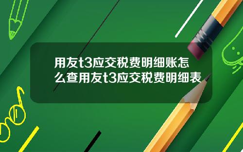 用友t3应交税费明细账怎么查用友t3应交税费明细表