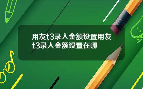 用友t3录入金额设置用友t3录入金额设置在哪
