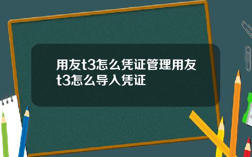 用友t3怎么凭证管理用友t3怎么导入凭证