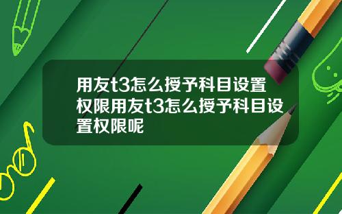 用友t3怎么授予科目设置权限用友t3怎么授予科目设置权限呢