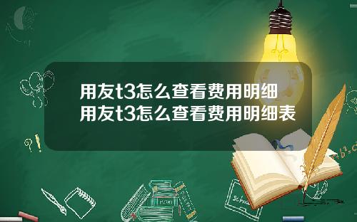 用友t3怎么查看费用明细用友t3怎么查看费用明细表