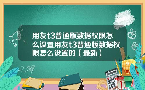 用友t3普通版数据权限怎么设置用友t3普通版数据权限怎么设置的【最新】