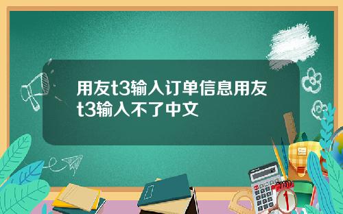用友t3输入订单信息用友t3输入不了中文
