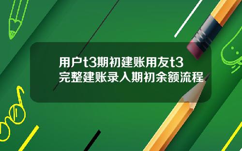 用户t3期初建账用友t3完整建账录入期初余额流程