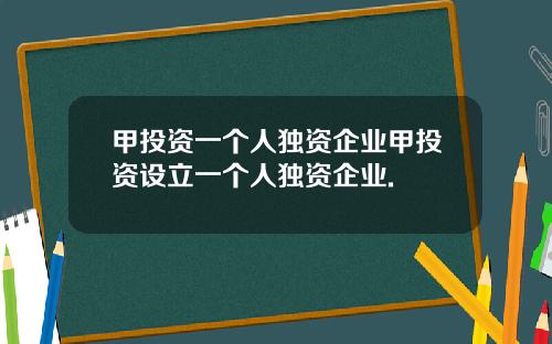 甲投资一个人独资企业甲投资设立一个人独资企业.