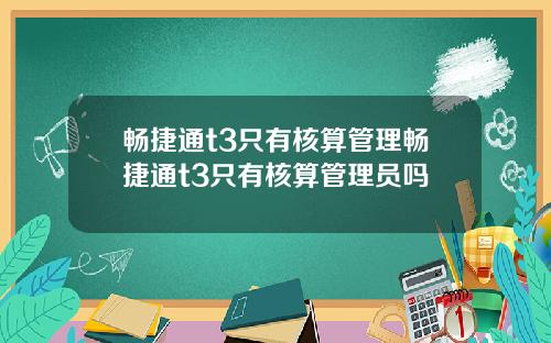 畅捷通t3只有核算管理畅捷通t3只有核算管理员吗