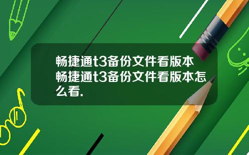 畅捷通t3备份文件看版本畅捷通t3备份文件看版本怎么看.