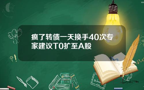 疯了转债一天换手40次专家建议T0扩至A股
