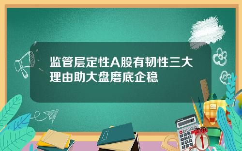 监管层定性A股有韧性三大理由助大盘磨底企稳