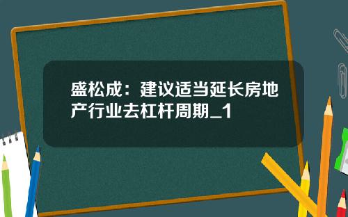 盛松成：建议适当延长房地产行业去杠杆周期_1