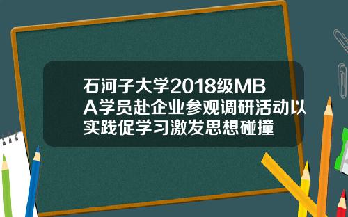 石河子大学2018级MBA学员赴企业参观调研活动以实践促学习激发思想碰撞