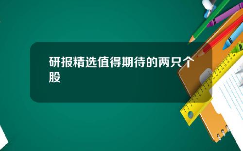 研报精选值得期待的两只个股