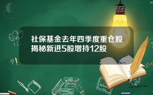 社保基金去年四季度重仓股揭秘新进5股增持12股