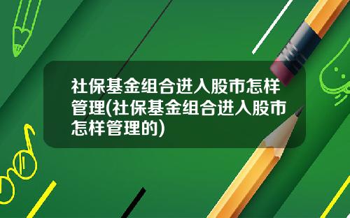 社保基金组合进入股市怎样管理(社保基金组合进入股市怎样管理的)