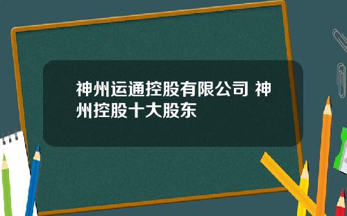 神州运通控股有限公司 神州控股十大股东