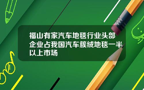 福山有家汽车地毯行业头部企业占我国汽车簇绒地毯一半以上市场