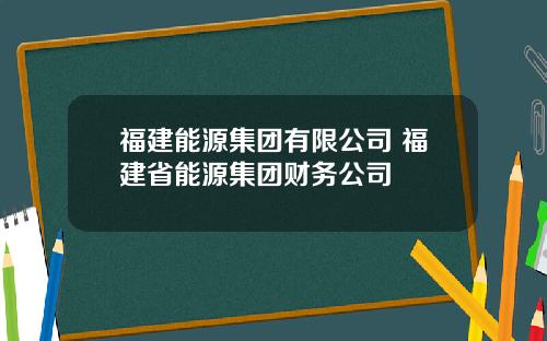 福建能源集团有限公司 福建省能源集团财务公司