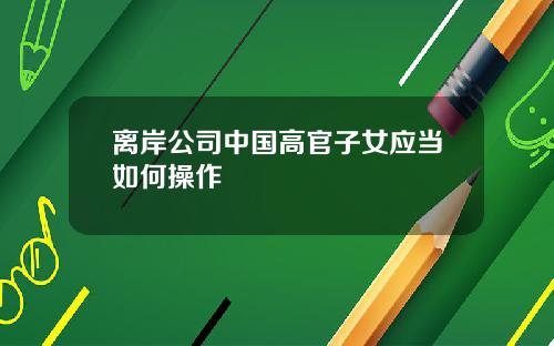 离岸公司中国高官子女应当如何操作