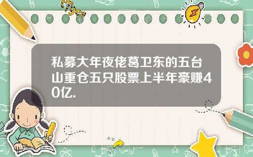 私募大年夜佬葛卫东的五台山重仓五只股票上半年豪赚40亿.