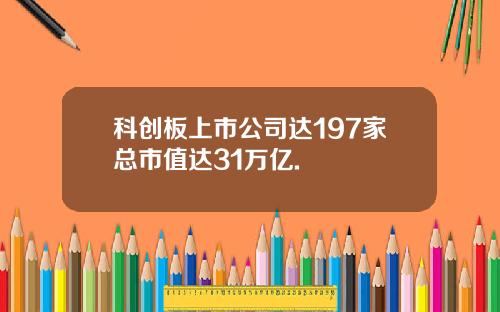 科创板上市公司达197家总市值达31万亿.