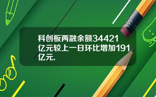 科创板两融余额34421亿元较上一日环比增加191亿元.