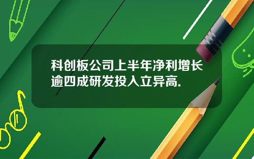 科创板公司上半年净利增长逾四成研发投入立异高.
