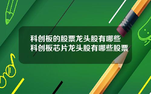 科创板的股票龙头股有哪些科创板芯片龙头股有哪些股票