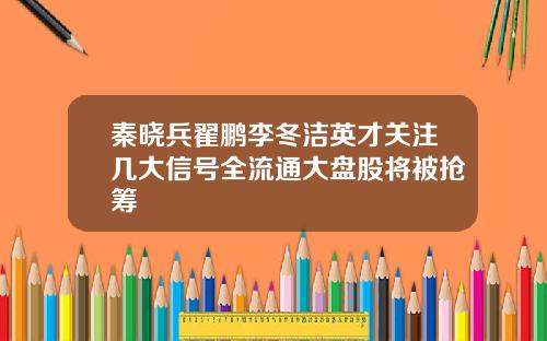 秦晓兵翟鹏李冬洁英才关注几大信号全流通大盘股将被抢筹