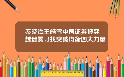 秦晓斌王皓雪中国证券报穿越迷雾寻找突破均衡四大力量