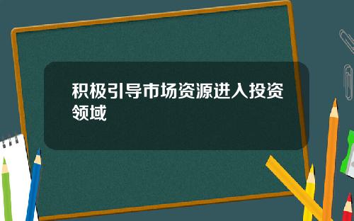积极引导市场资源进入投资领域
