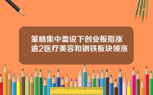 策略集中盈说下创业板指涨逾2医疗美容和钢铁板块领涨