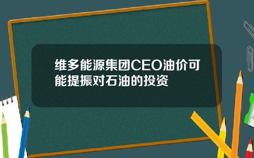 维多能源集团CEO油价可能提振对石油的投资