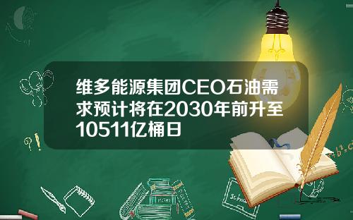 维多能源集团CEO石油需求预计将在2030年前升至10511亿桶日