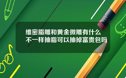 维密脂雕和黄金微雕有什么不一样抽脂可以抽掉富贵包吗