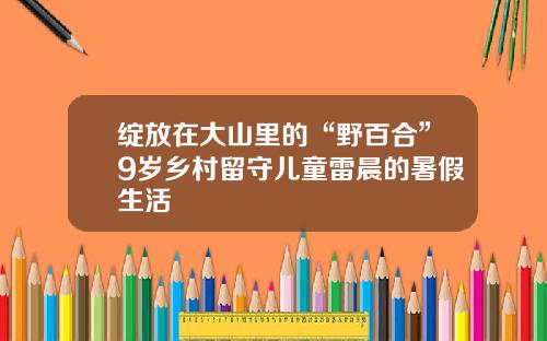 绽放在大山里的“野百合”9岁乡村留守儿童雷晨的暑假生活