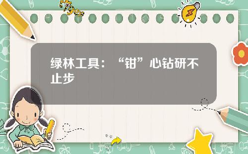 绿林工具：“钳”心钻研不止步